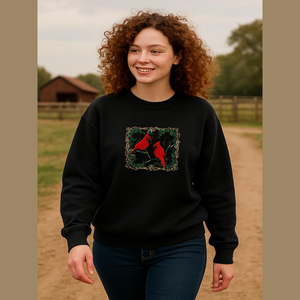 Vintage Embroidered Cardinal Grandma Sweater